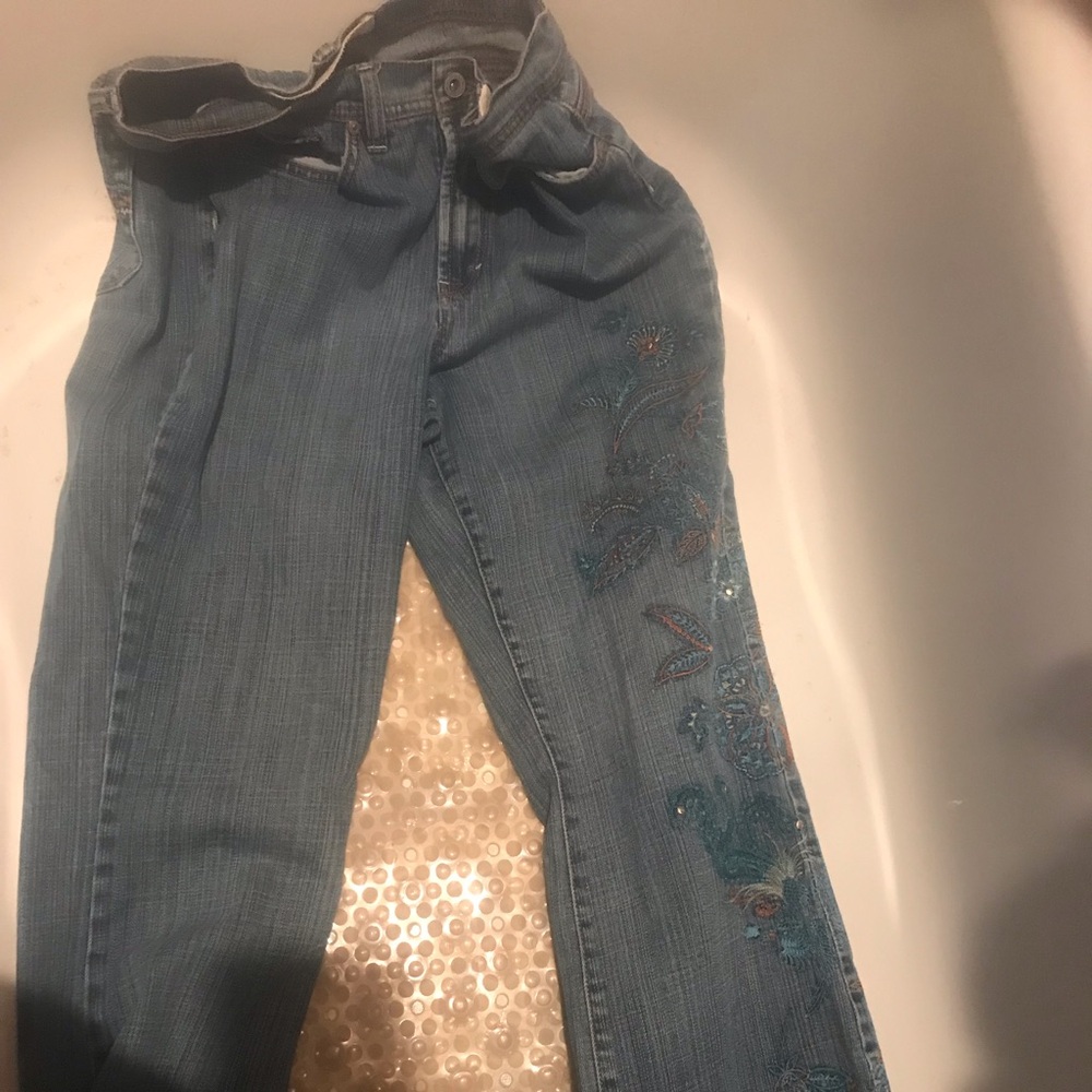 Embroidered Blue Women Jeans